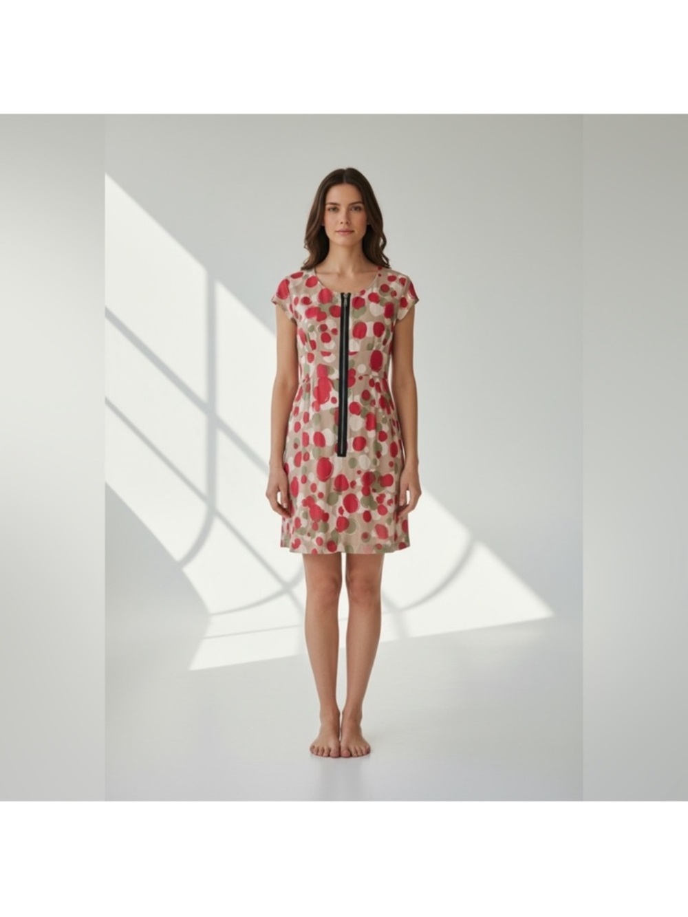 Mac & Jac short sleeve polka dot abstract print lightweight summer dress large